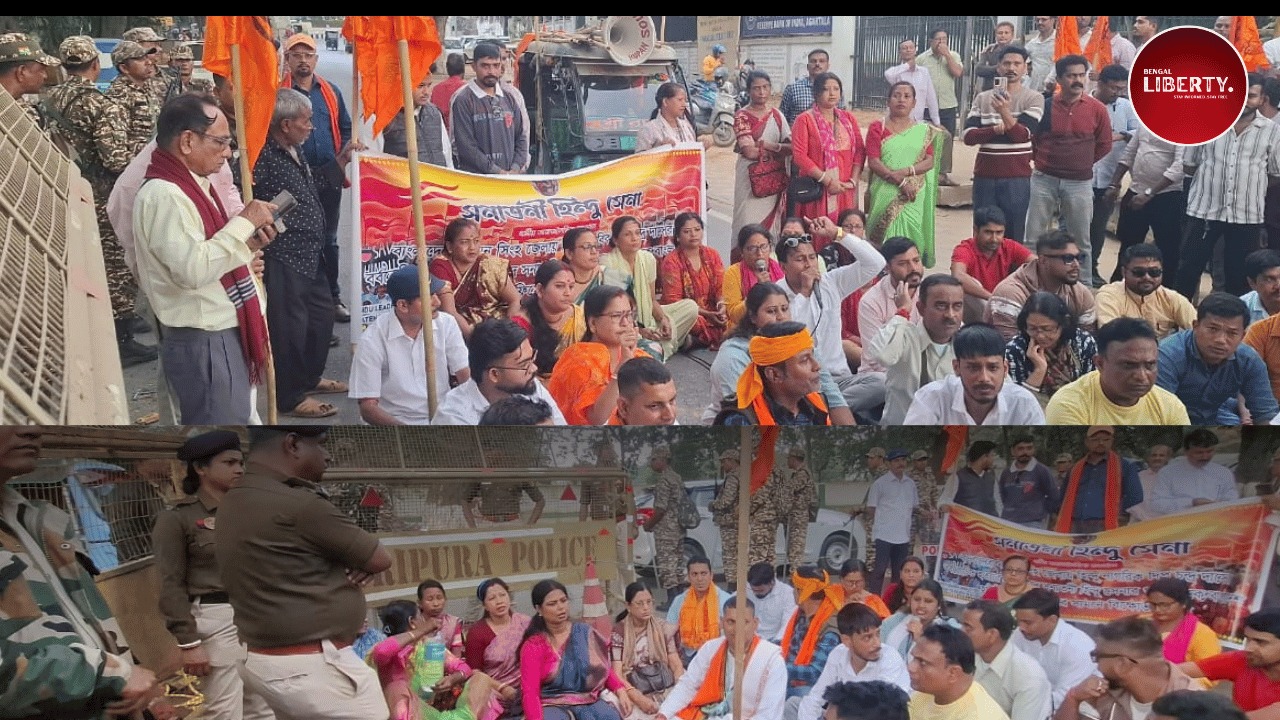 protest in tripura against bangladesh issure