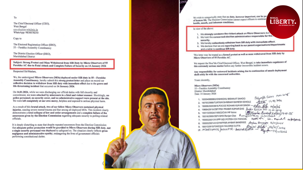 Suvendu Tweet on Farakka BDO Office Vandalism