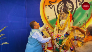 Suvendu at Bhowanipore Saraswati Puja Visit