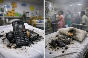 Mobile phone explosion in hospital