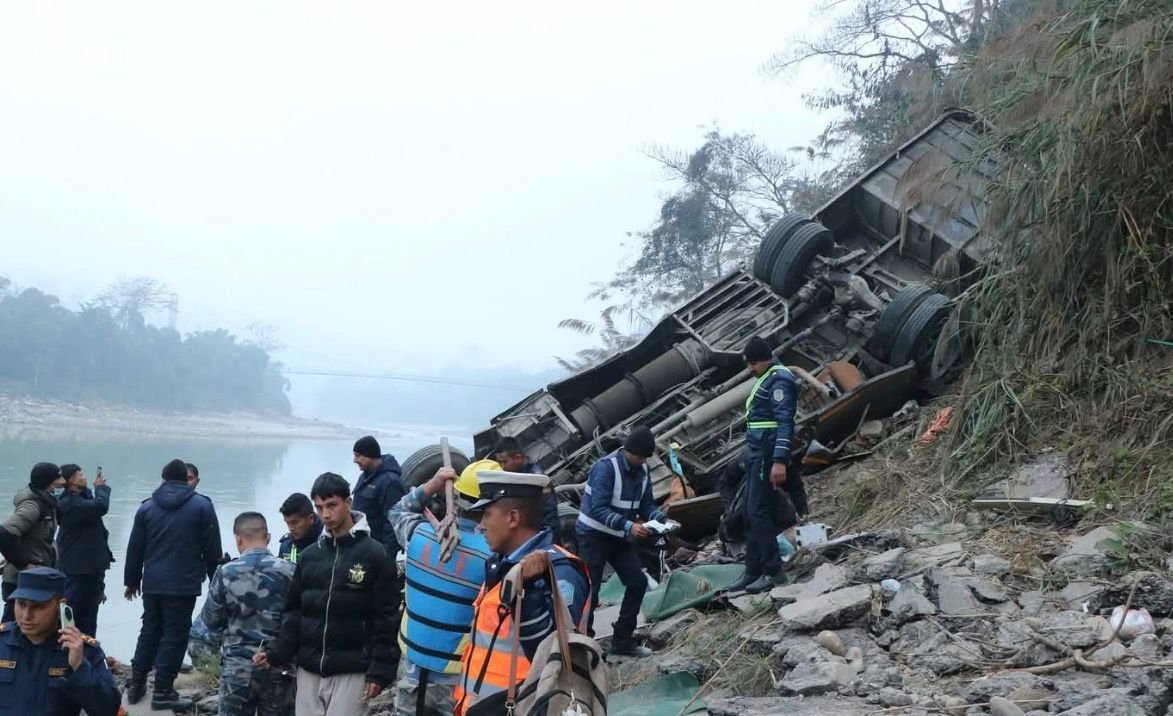 bus fell into river Nepal